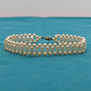 Vintage double-strand seed pearl bracelet